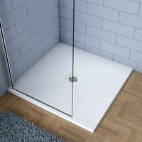 Duschparadies-de - Decke(Edelstahl)90x90x3cm weiße Kunststein-Duschwanne Duschtasse Ablaufgarnitur Abfluss Duschkabinen Höhe 3cm von DUSCHPARADIES-DE