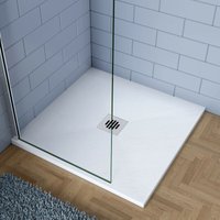 Duschparadies-de - Decke(Kunststoff)90x90x3cm weiße Kunststein-Duschwanne Duschtasse Ablaufgarnitur Abfluss Duschkabinen Höhe 3cm von DUSCHPARADIES-DE