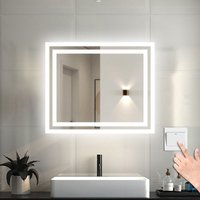 Duschparadies-de - led Badspiegel mit Beleuchtung Badezimmer Spiegel Kaltweiß mit Beschlagfrei Wandspiegel mit Wandschalter Horizontal und Vertikal von DUSCHPARADIES-DE