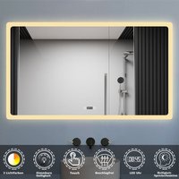 LED Badspiegel mit Uhr 3 Lichtfarbe Dimmbar Beschlagfrei Speicherfunktion Badezimmer Spiegel mit Beleuchtung CE IP44 160x80cm Horizontale Installation von DUSCHPARADIES-DE