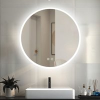 LED Spiegel Badspiegel mit Beleuchtung Badezimmer Spiegel Rund mit Beschlagfrei 3 Lichtfarbe dimmbar 3000k-6000k Wandspiegel mit Touchschalter 80x80cm von DUSCHPARADIES-DE