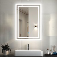 LED Spiegel Badspiegel mit Beleuchtung Wandspiegel mit Touchschalter IP44 70x50cm Antibeschlage Kaltweiß 6000k von DUSCHPARADIES-DE