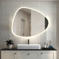 Duschparadies-de - led Badspiegel mit Beschlagfrei Unregelmäßige Flurspiegel Wandspiegel Badezimmerspiegel 3 Lichtfarbe Dimmbar Speicherfunktion von DUSCHPARADIES-DE