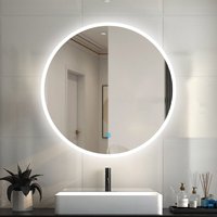 Duschparadies-de - led Spiegel Badspiegel mit Beleuchtung Badezimmer Rund Spiegel Kaltweiß 6000k Wandspiegel mit Touchschalter 60x60cm-A ohne von DUSCHPARADIES-DE