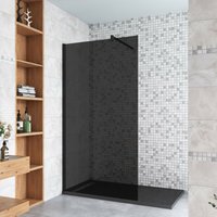 Schwarze Duschkabine 140x200cm Duschwand mit Glasschutzfolie 10mm nano-esg Walk in Duschtrennwand+F Form:90cm Stabilisator Schwarze Duschkabine 140x200cm Duschwand mit Glasschutzfolie 10mm nano-esg Walk in Duschtrennwand+F Form:90cm Stabilisator von DUSCHPARADIES-DE