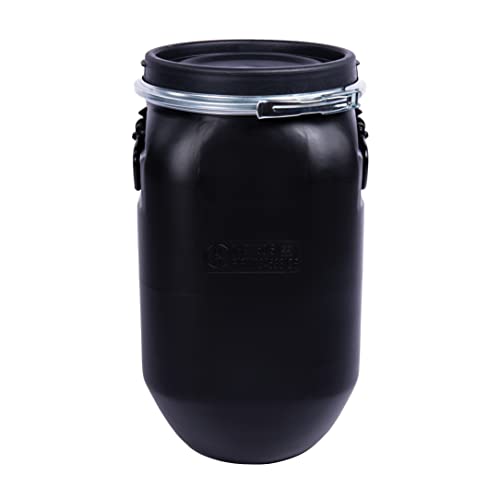 DUST COMMANDER PE30 – 30 Liter Deckelfass mit Spannverschluss | SCHWARZ | Luftdicht Verschließbar | Gesamtöffnung von DUST COMMANDER