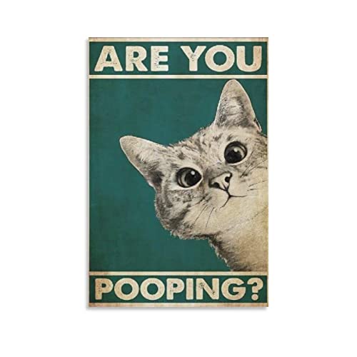 DUSUL Are You Pooping – Schwarze Katze Poster, dekoratives Gemälde, Leinwand, Wandkunst, 20 x 30 cm von DUSUL