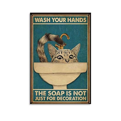 DUSUL Wash Your Hands The Soap Is Not Just for Dekoration – Schwarze Katze Poster für Zimmer ästhetische Wandkunst 20 x 30 cm von DUSUL