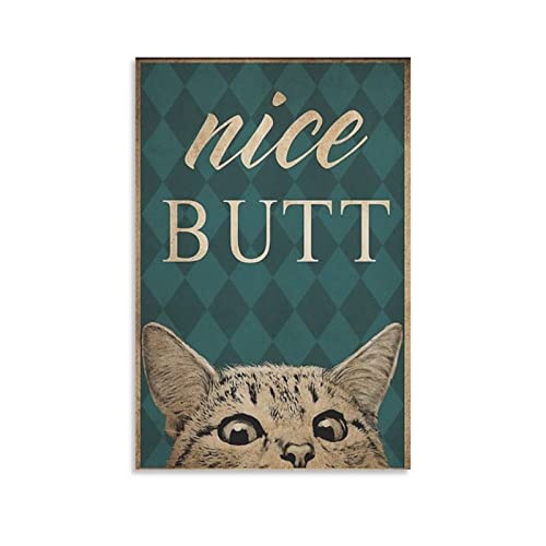 Schwarze Katze Dekor Lustige Vintage Wanddekoration Nice Butt – Schwarze Katze Poster Dekorative Malerei Leinwand Wandkunst 20 x 30 cm von DUSUL