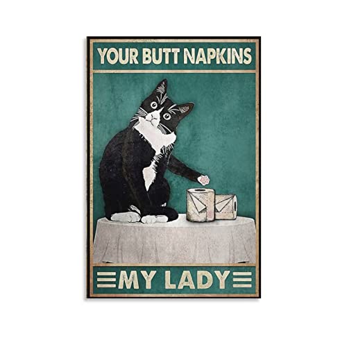 Schwarze Katze Dekoration, lustige Vintage-Wanddekoration – I Do What I Want – Katzen-Poster für Zimmer, ästhetische Wandkunst, 20 x 30 cm von DUSUL