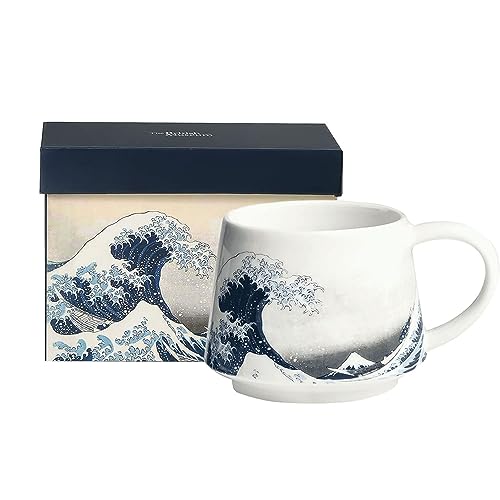 DUSVALLY Keramiktasse, Kaffeetasse, Porzellan, Teetasse mit farbiger Box, 340 ml, Meereswelle, Geschenk für Mutter, Muttertag von DUSVALLY