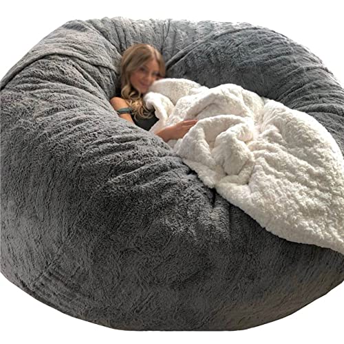 Bohnenbeutelabdeckung, große Bohnenbeutel Aufbewahrungsstuhl Bohnenbeutel Sofa Stuhl weich flaumig Pelz tragbares Wohnzimmer-Schlafsofa-Bett ohne Füller von DUSXLX