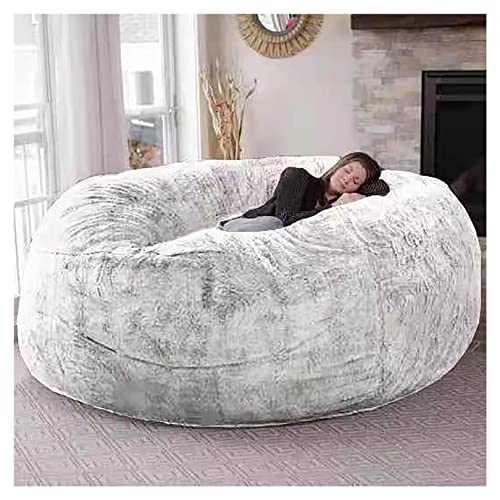 Riesiger Pelz-Sitzsack für Wohnzimmermöbel für Erwachsene, großer runder, weicher, Flauschiger Kunstpelz-Sitzsack (Keine Polsterung), fauler Schlafsofabezug von DUSXLX