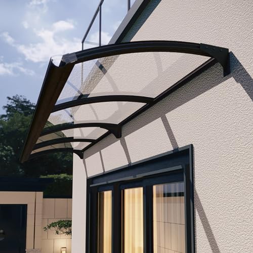 Türüberdachung für den Außenbereich, Moderne Veranda-Markise, Gebogene Dachvordächer, Polycarbonat-Abdeckung, Fenster-Regenschutzabdeckung, Markisenfenster, für UV-Wasser- und Regenbeständig von DUSXLX