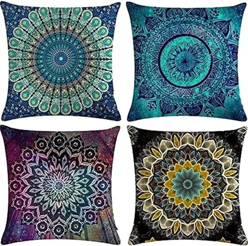 DUTACK Kissenbezug 35x35cm Boho Dekokissen Mandalas Kissenhülle beidseitig weich Quadratischer Draußen Kissenbezüge für Sofa Schlafzimmer Wohnzimmer Auto Zuhause deko Kissen 4er Set KN-470 DUTACK Kissenbezug 35x35cm Boho Dekokissen Mandalas Kissenhülle beidseitig weich Quadratischer Draußen Kissenbezüge für Sofa Schlafzimmer Wohnzimmer Auto Zuhause deko Kissen 4er Set KN-470 von DUTACK