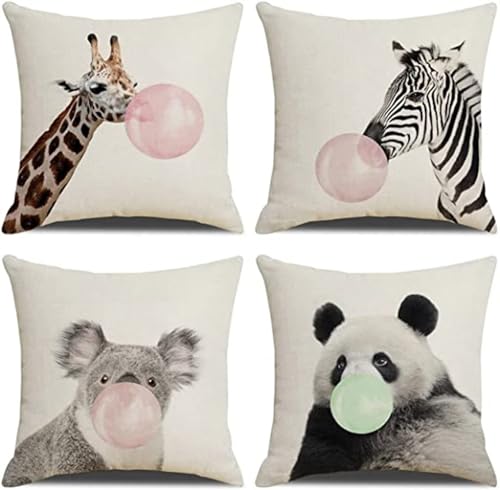 DUTACK Kissenbezug 40x40cm Kaugummi Kissenbezüge Outdoor wasserdichte weich Kissenhülle Sommer Outdoor Tier Doppelseitig Deko Sofakissen Bezug für Auto Home Cafe Garten Wohnzimmer, 4er Set H-82 von DUTACK