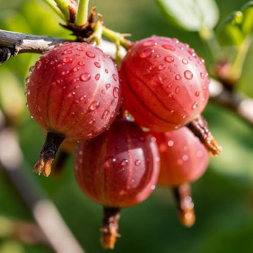 Stachelbeere Rot - Set aus 2 wurzelnackte Pflanzen - Sweet Rot Berries, Compact & Productive, Easy to Grow von DUTCH BULBS EXCLUSIVE PLANTS FROM HOLLAND