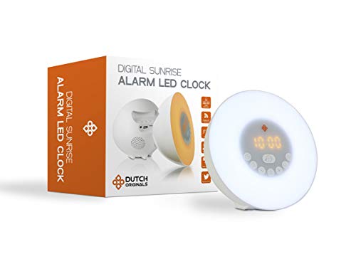 DUTCH ORIGINALS Lichtwecker mit Bluetooth 5.0, LED Tageslichtwecker mit 7 natürlichen Wecktönen, Wake Up Light Wecker mit 7 Helligkeitsstufen und Farben von DUTCH ORIGINALS