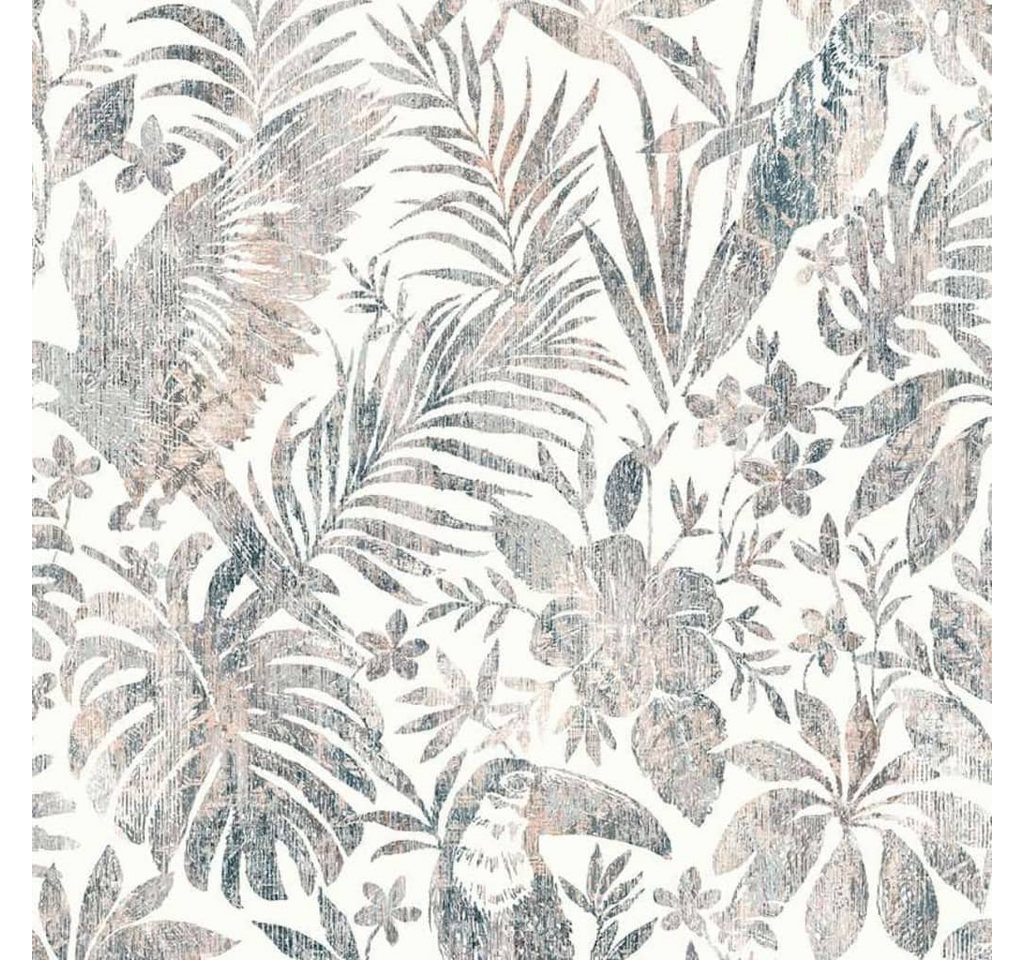 DUTCH WALLCOVERINGS Fototapete Tapete Blatt- und Tukan-Motiv Beige, (1 St) von DUTCH WALLCOVERINGS