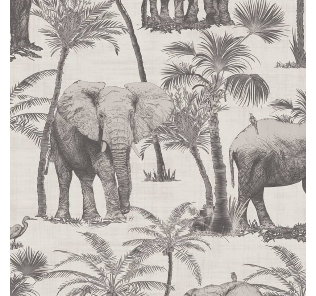 DUTCH WALLCOVERINGS Fototapete Tapete Elephant Grove Anthrazit, (1 St) von DUTCH WALLCOVERINGS