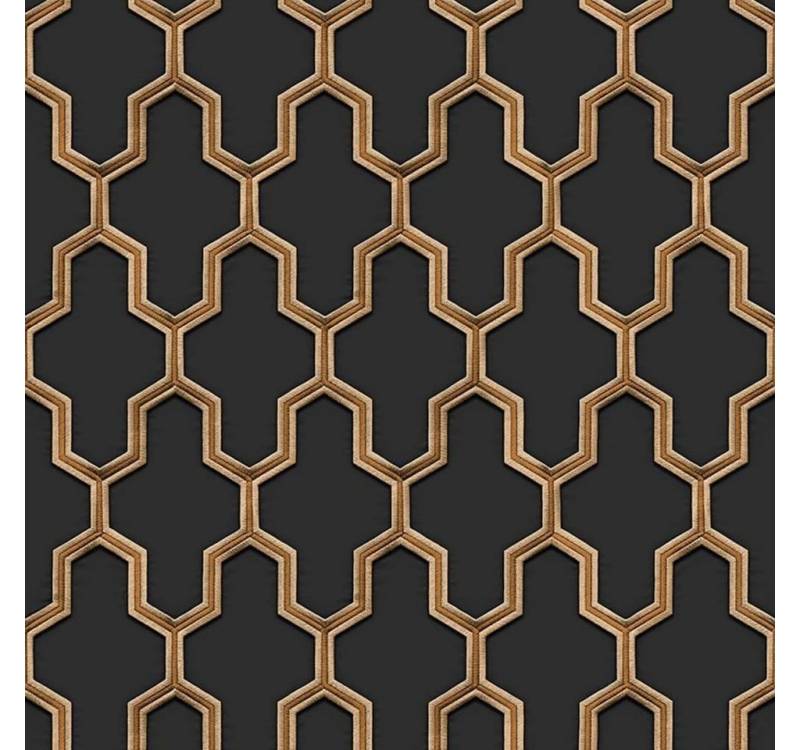 DUTCH WALLCOVERINGS Fototapete Tapete Geometric Schwarz und Golden, (1 St) von DUTCH WALLCOVERINGS