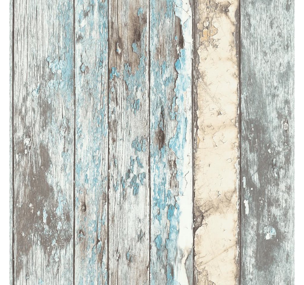 DUTCH WALLCOVERINGS Fototapete Tapete Holz-Optik Blau PE10012, (1 St) von DUTCH WALLCOVERINGS