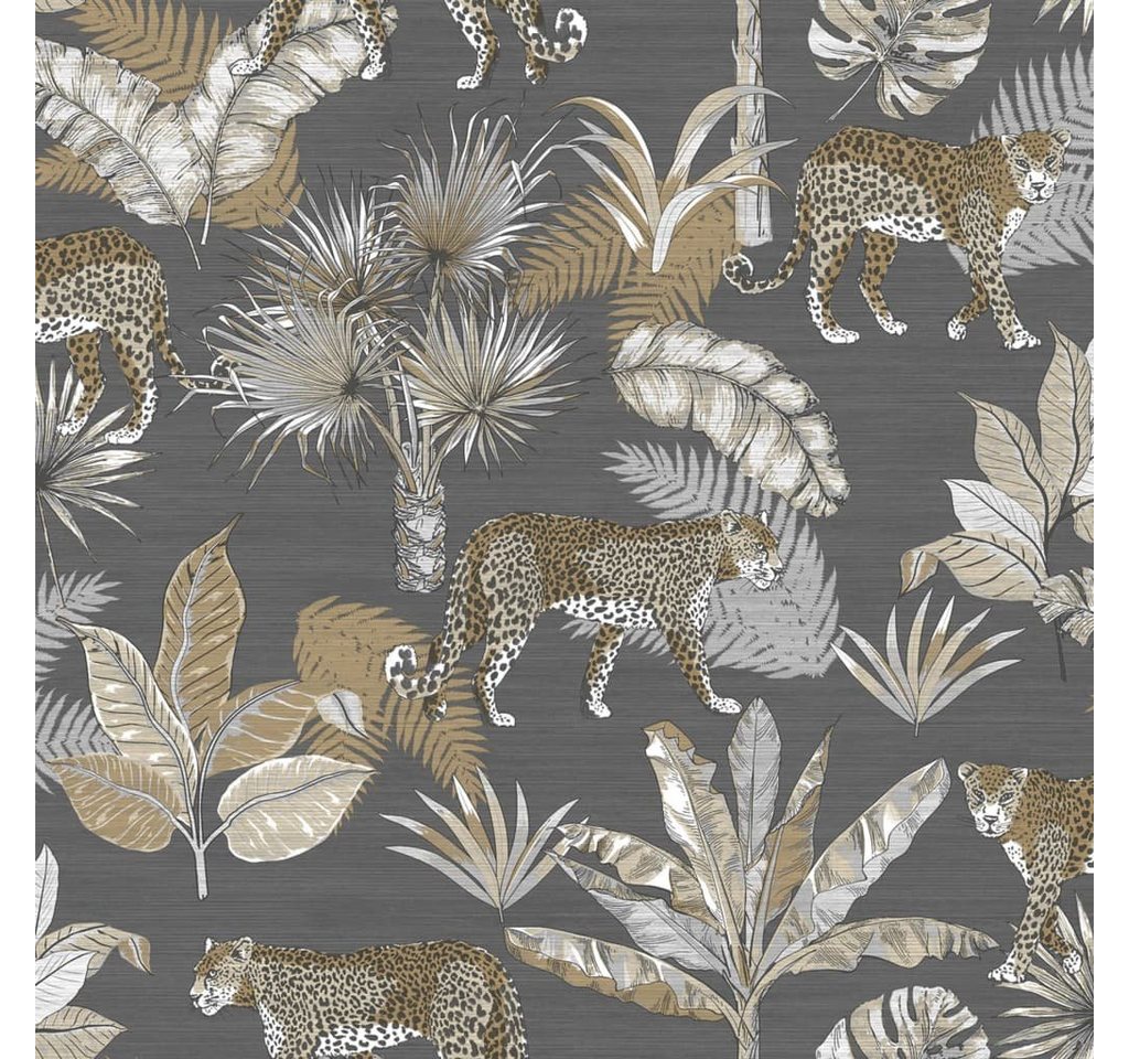 DUTCH WALLCOVERINGS Fototapete Tapete Leoparden-Motiv Grau und Beige, (1 St) von DUTCH WALLCOVERINGS