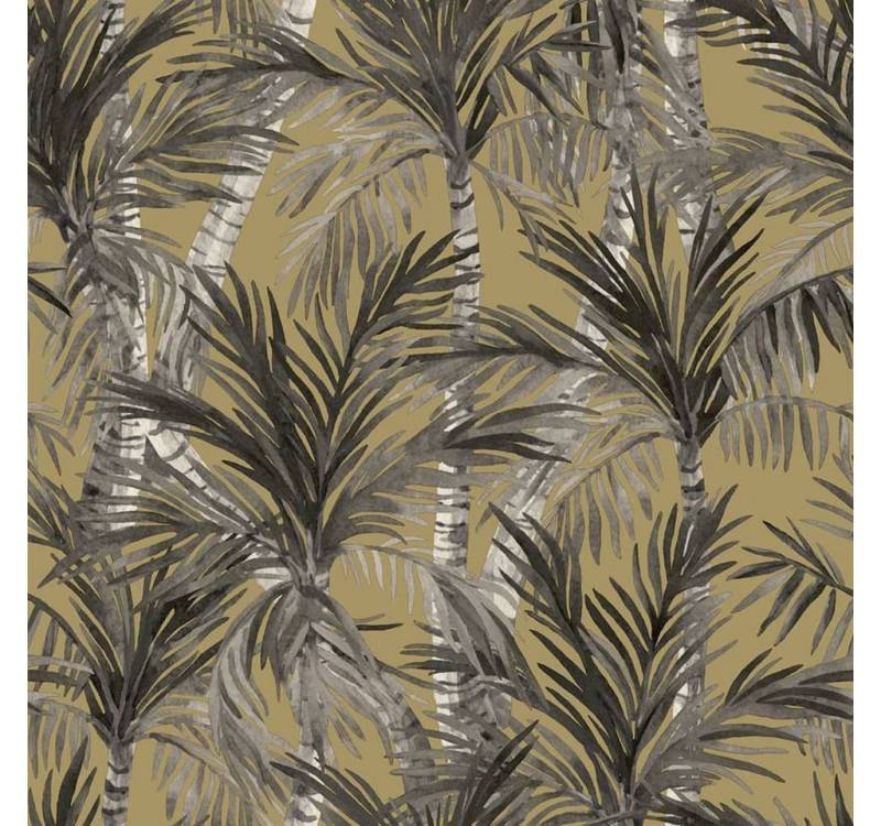DUTCH WALLCOVERINGS Fototapete Tapete Palm Trees Golden und Schwarz, (1 St) von DUTCH WALLCOVERINGS