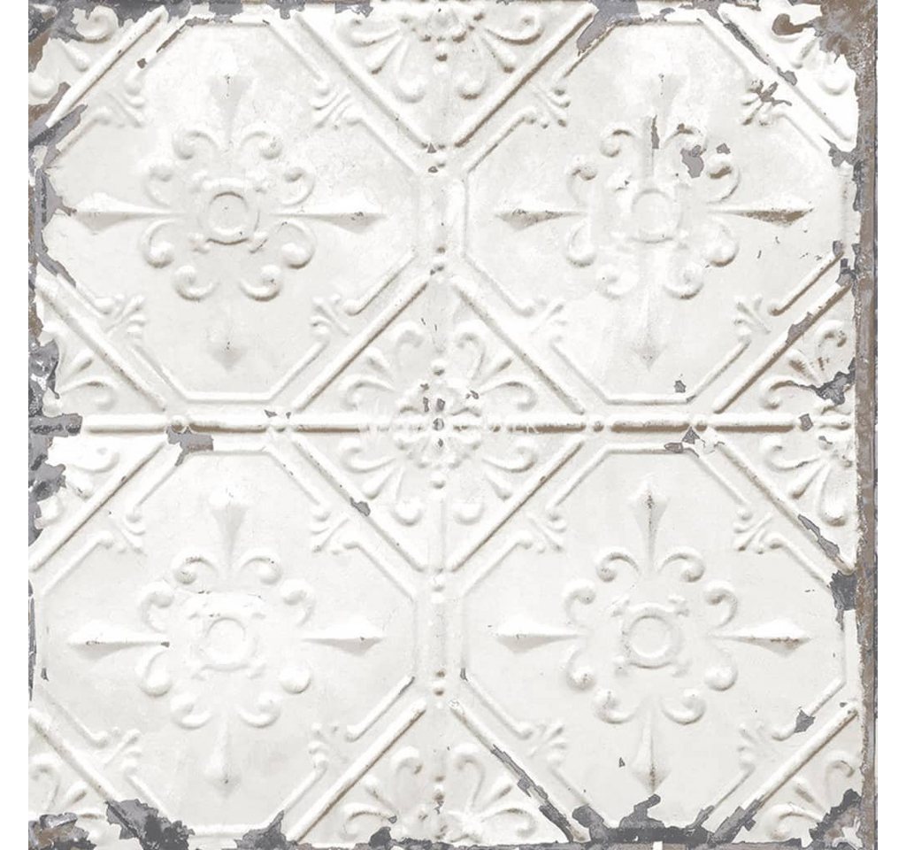 DUTCH WALLCOVERINGS Fototapete Tapete Tin Ceiling Weiß, (1 St) von DUTCH WALLCOVERINGS