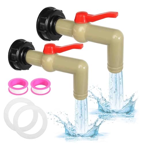 2 Stück IBC Auslaufhahn IBC Tank Zubehör IBC Wasserhahn 1 Zoll IBC Adapter S60x6 Grobgewinde IBC Absperrhahn für 1000L IBC Container Wassertank Regentonnen (32mm,DN40/50) von DUTIFUL
