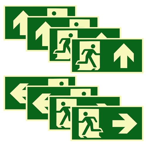 8 Stück Notausgangsschild Nachleuchtend Selbstklebend Fluchtwegschilder Nachleuchtend Notausgang Schild Hochwertiges Notausgangsschild Fluchtwegschilder PVC Schild Notausgang von DUTIFUL