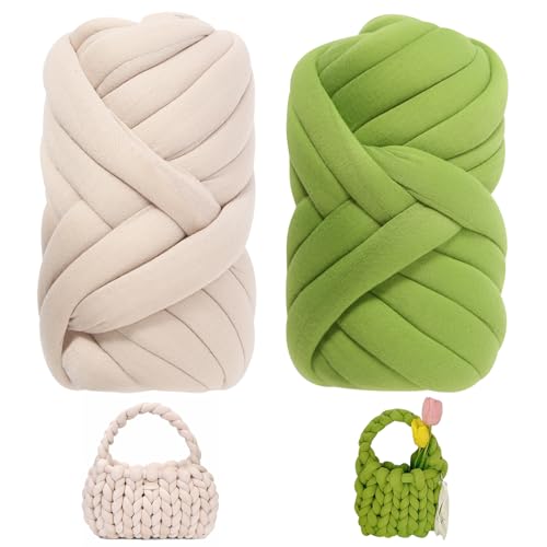 2 Stück Armstricken Wolle 500g Dicke Wolle zum Handstricken Chunky Yarn Schlauchgarn DIY Häkelwolle Dickes Garn Handstrickgarn für Taschen Decken Körbe Haustiernester DIY-Kunsthandwerk von DUTIFUL