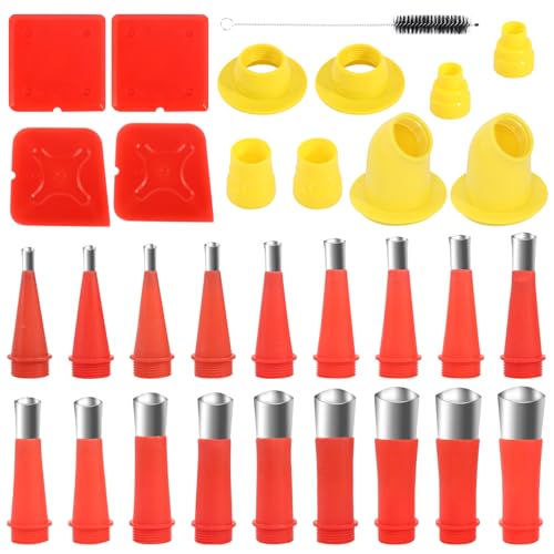 30 Stück Edelstahl Düse Silikon Universal Integrierte Gummidüse Werkzeug Kit Edelstahl Dichtungsdüse Silikondüsen Verschiedene Größen Silikonspritze Aufsätze für Alle Arten von Lücken von DUTIFUL
