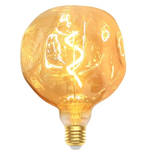DUTSUGUAR Edison Vintage Glühbirne E27, E27 LED Vintage Dimmbar 3W Warmweiss Φ125mm Retro Glühbirne LED Birne Filament Lampe Ideal für Dekorative Nostalgie und Retro Beleuchtung, Bernstein Glas von DUTSUGUAR