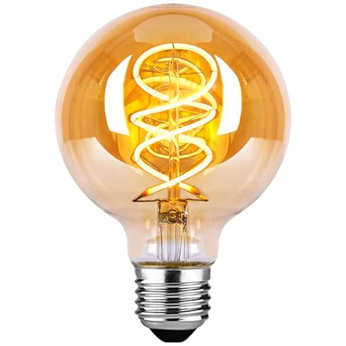 DUTSUGUAR Edison Vintage Glühbirne E27, E27 LED Vintage Dimmbar 4W G80 Glühbirne LED Warmweiss Ideal für Dekorative Nostalgie und Retro Beleuchtung, Bernstein- 1 Stück von DUTSUGUAR