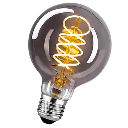 Edison Vintage Glühbirne E27, E27 LED Vintage Dimmbar 4W Warmweiss Filament Lampe Retro Glühbirne LED Birne Ideal für Dekorative Nostalgie und Retro Beleuchtung, Rauchgrau Glas- 1 Stück (G80) von DUTSUGUAR
