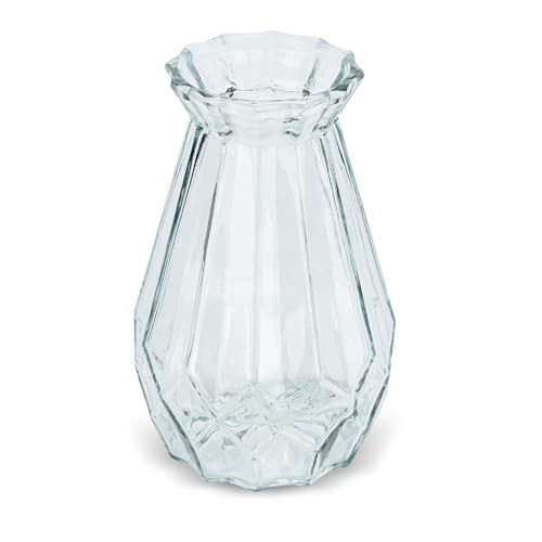 DUTTY Glasvase Gradient Multicolor Vase Kristall Geometrische Oberfläche Bunte Glasvase, für Zuhause, Büro, Hochzeit oder Florist (Transparent) von DUTTY