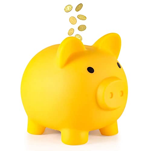 Sparschwein, Geldbanken, kleines Wechselschwein, niedliche Accessoires, Kinder und Erwachsene (Gelb) von DUTTY