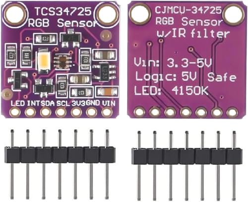 TCS34725 RGB-Lichtfarbsensor, Farberkennungsmodul, RGB-Farbsensor mit IR-Filter und weißer LED für Arduino, 2 Stück TCS34725 RGB-Lichtfarbsensor, Farberkennungsmodul, RGB-Farbsensor mit IR-Filter und weißer LED für Arduino, 2 Stück von DUTTY