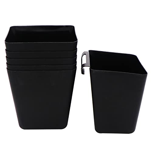 DUTWROY Aufbewahrungskorb zum Aufhängen 6 Stück Schwarz Hängebehälter Plastik Hängekörbe Hängebehälte mit Haken 12 x 9.5 x 12,5 cm (L x B X T) für den einem Servierwagen Küchen Garten von DUTWROY