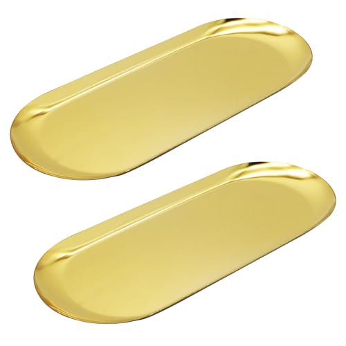 Edelstahl Dekoratives Tablett Schmuckschale 2 Stück 30 x 12 cm Gold Ovales Schminktisch-Tablett Kleines Kosmetiktablett Handtuchhalter Schmucktablett für Küche Badezimmer Waschtisch Büro Edelstahl Dekoratives Tablett Schmuckschale 2 Stück 30 x 12 cm Gold Ovales Schminktisch-Tablett Kleines Kosmetiktablett Handtuchhalter Schmucktablett für Küche Badezimmer Waschtisch Büro von DUTWROY
