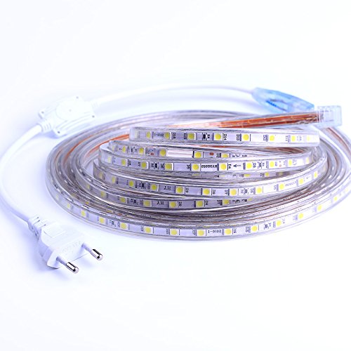 LED Band, Schleifenband LED Wasserfest 1M, Sehr hell Haarband LED 220 V mit EU Stecker, 5050 IP65 Wasserdicht Band Strip LED, warmweiß von DUVERT