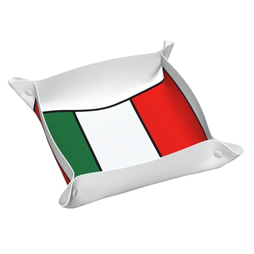 Auffangtablett mit italienischer Flagge, Leder, Schreibtisch-Tablett, Schmuck-Organizer, für Kleingeld, Schlüssel, Telefon, Brille von DUWAA