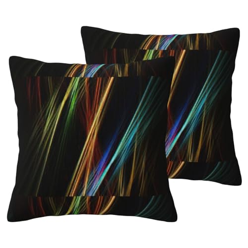 Bunte Linien, Kunstdruck, 2 Stück, für Couch, Dekokissenbezüge, für Wohnzimmer von DUWAA