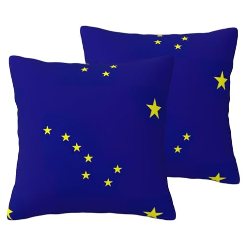 DUWAA Alaska State Flag Print Pack Of 2 Fall Couch Throw Pillow Covers Decorative Cushion Covers,For Living Room von DUWAA