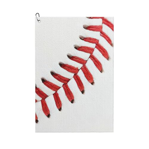 DUWAA Große Golf-Handtücher für Herren, Baseball-Spitze, Nahaufnahme, Mikrofaser-Golf-Handtuch mit Karabiner-Clip, Küchenreinigungstücher von DUWAA
