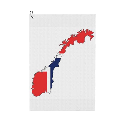 DUWAA Große Golf-Handtücher für Herren, mit norwegischer Flagge, Mikrofaser-Golf-Handtuch mit Karabiner-Clip, Küchenreinigungstücher von DUWAA
