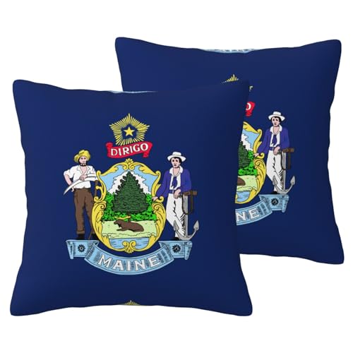 DUWAA Maine State Flag Print Pack Of 2 Fall Couch Throw Pillow Covers Decorative Cushion Covers,For Living Room von DUWAA