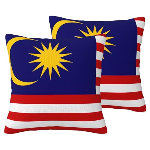 DUWAA Malaysia-Flaggen-Druck, 2 Stück, für Couch, Dekokissenbezüge, für Wohnzimmer von DUWAA