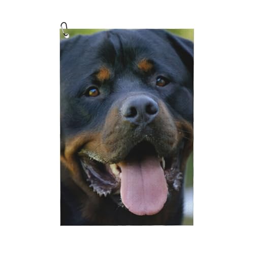 DUWAA Rottweiler große Golf-Handtücher für Herren, Mikrofaser-Golf-Handtuch mit Karabiner-Clip, Küchenreinigungstücher von DUWAA